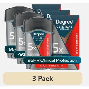 Degree Men Clinical Protection Sport Strength Soft Solid 96HR 1.6 oz 3 Pack NEW